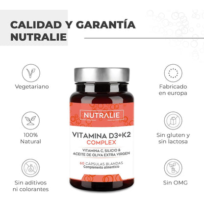 Nutralie Vitamin D3+K2-Komplex 10000 IE + Vit C 60 Kapseln
