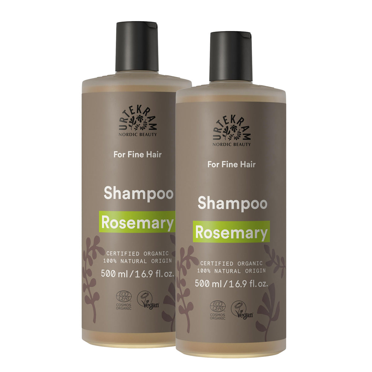 Confezione da 2 shampoo al rosmarino per capelli fini Urtekram 500 ml