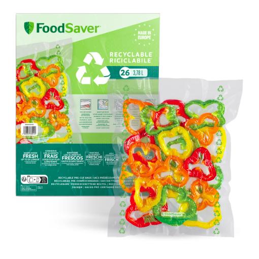 26 worków do pakowania próżniowego w 100% nadających się do recyklingu 3,8 l FoodSaver