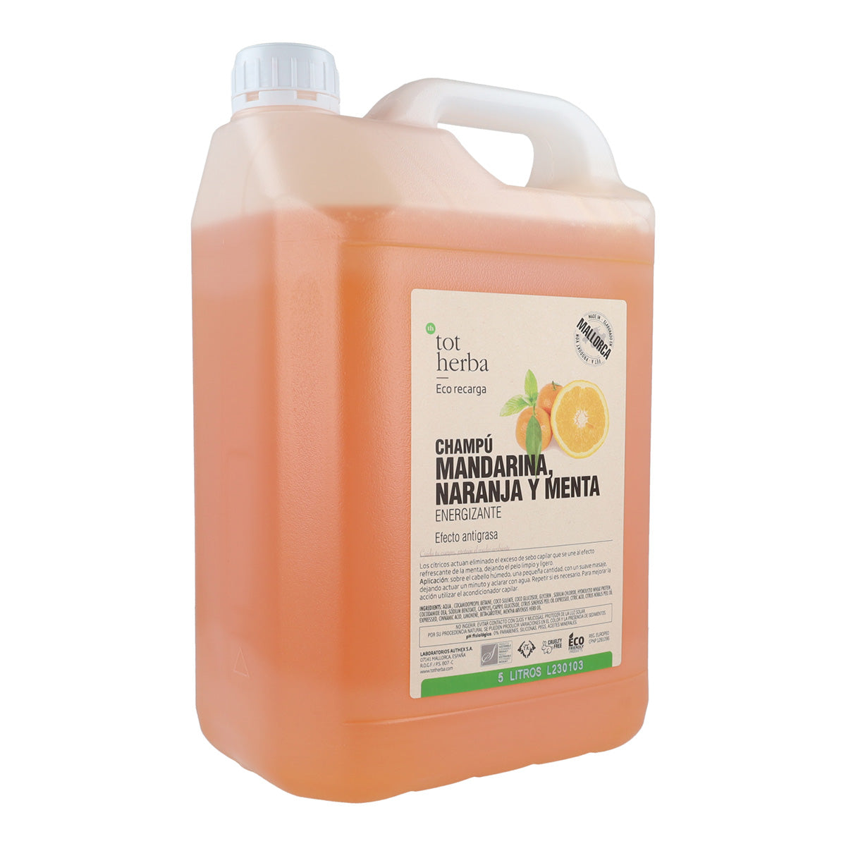 Shampoing orange mandarine et menthe 5 litres Tot Herba