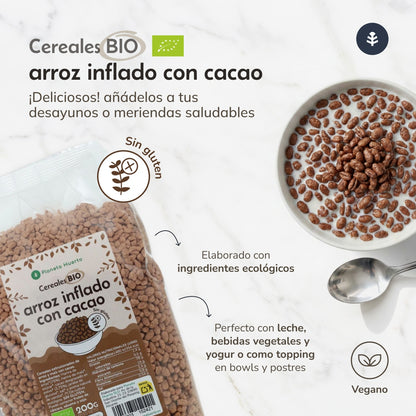 Riz soufflé sans gluten au cacao ECO Planeta Huerto 200 g