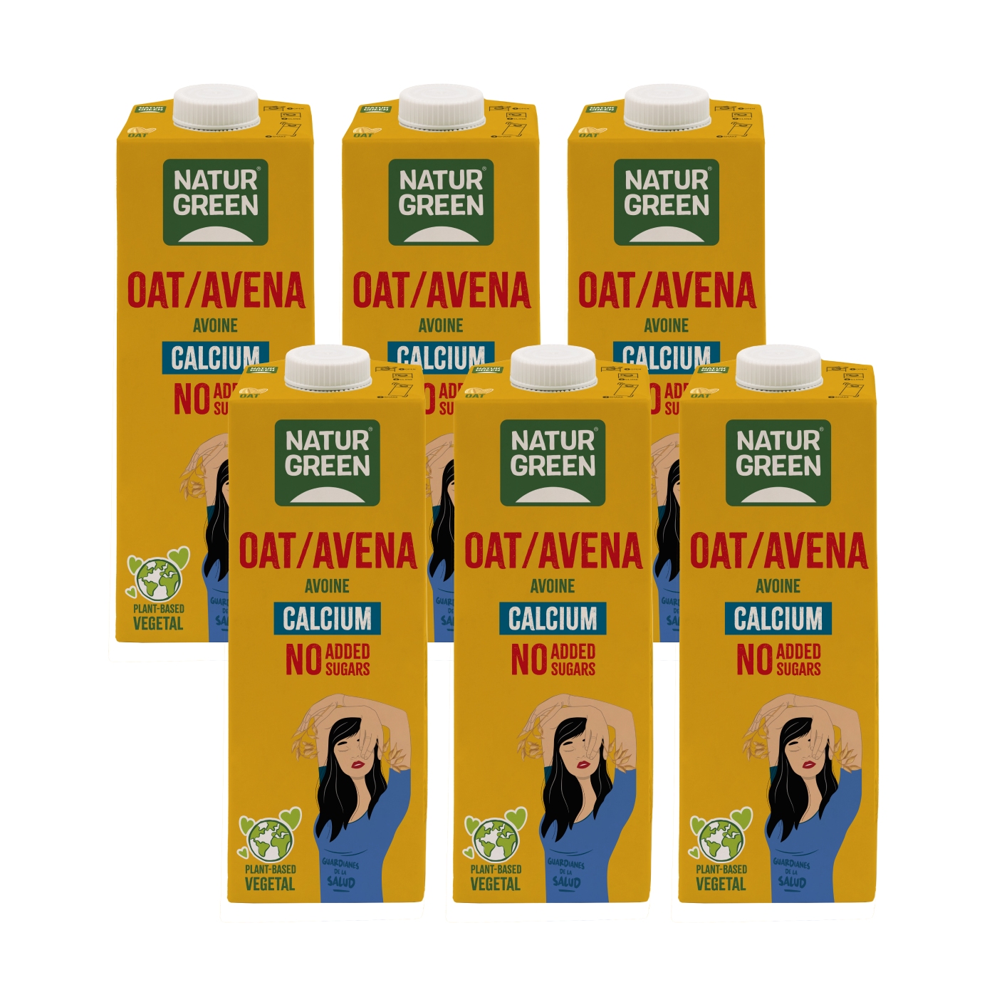 Lot de 6 boissons à l'avoine et au calcium sans sucres ajoutés Naturgreen 1 litre
