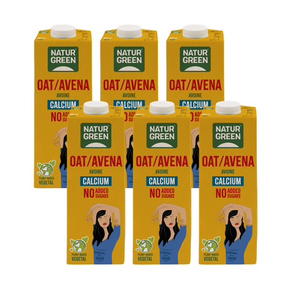 Lot de 6 boissons à l'avoine et au calcium sans sucres ajoutés Naturgreen 1 litre