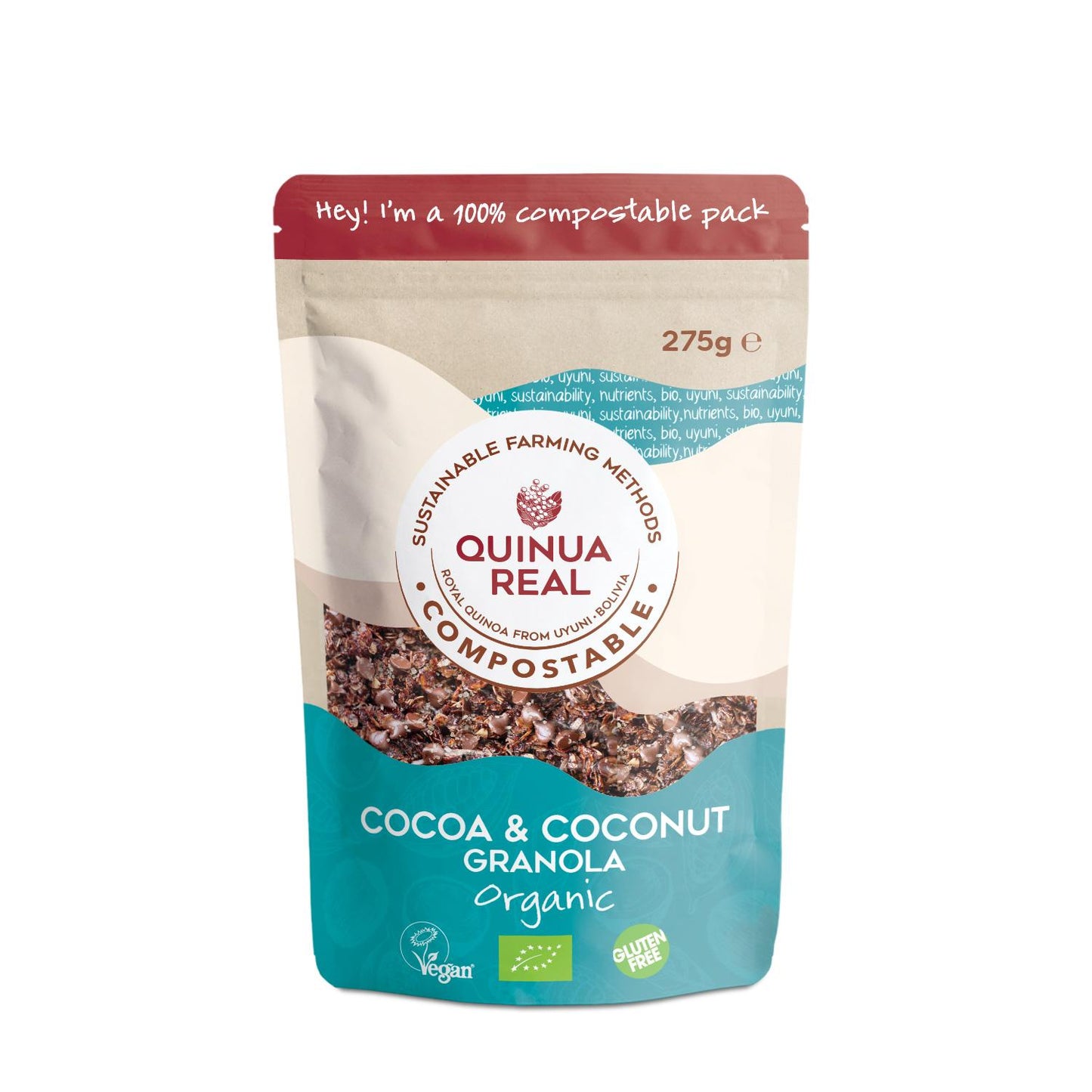 Granola de quinoa royal au cacao et à la noix de coco sans gluten BIO La Finestra Sul Cielo 250 g