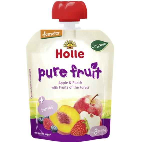 Smoothie BIO z jabłkiem i brzoskwinią z owocami leśnymi Holle 90 g