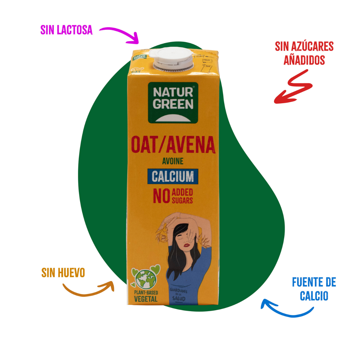 Naturgreen Oat/Oat Vegetable Drink with No Added Sugar and Calcium, 1 litre