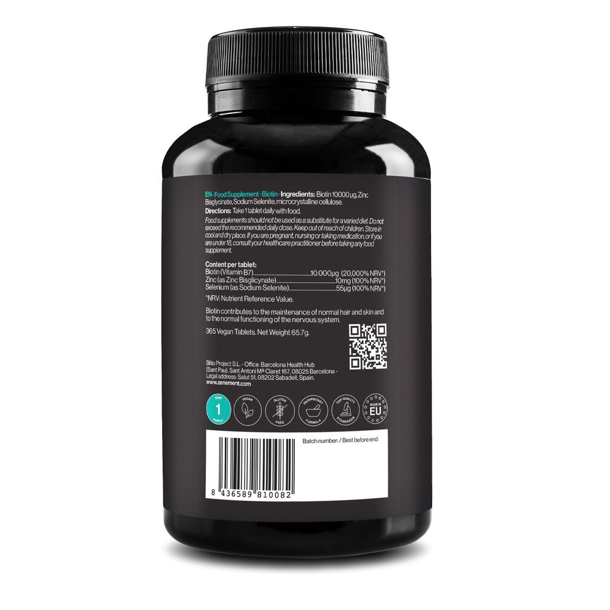Biotin, 12000 ug+ Selen + Zink Zenement 365 Tabletten