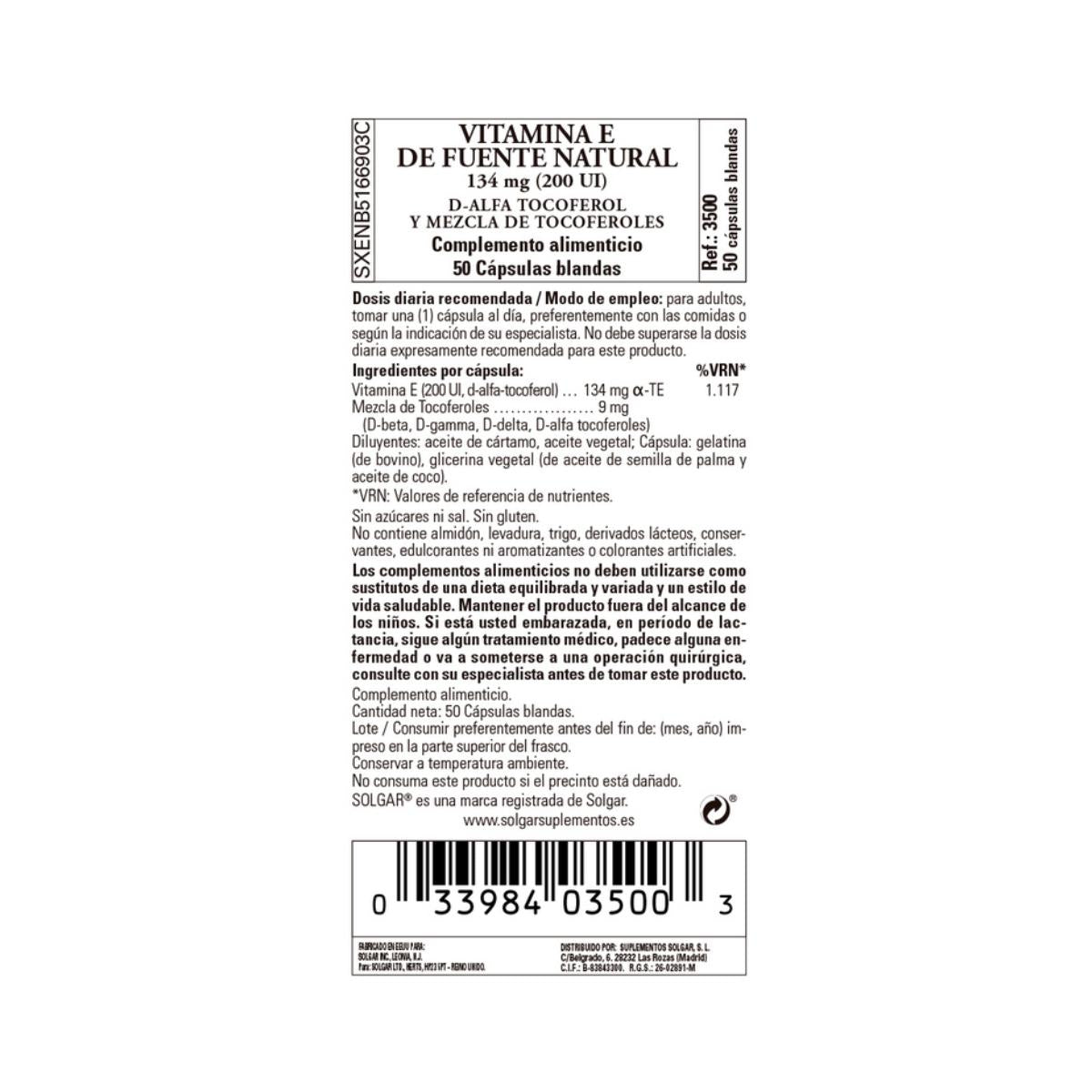 Vitamin E 200 IE 134 mg  50 kapslar