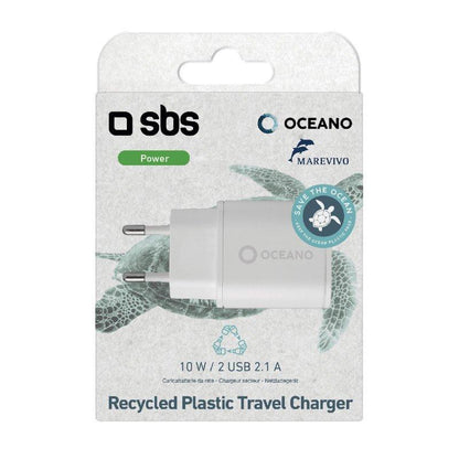 10 W-reisoplader van gerecycled plastic voor snel opladen, kleur wit
