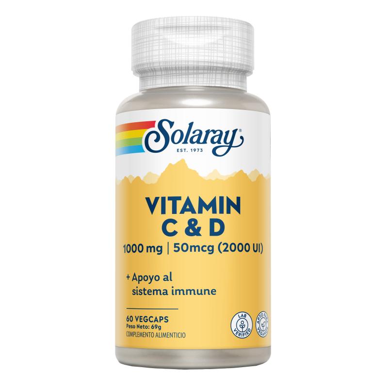 Vitamin C (1000 mg) + D (2000 IU) Solaray 60 Vegcaps