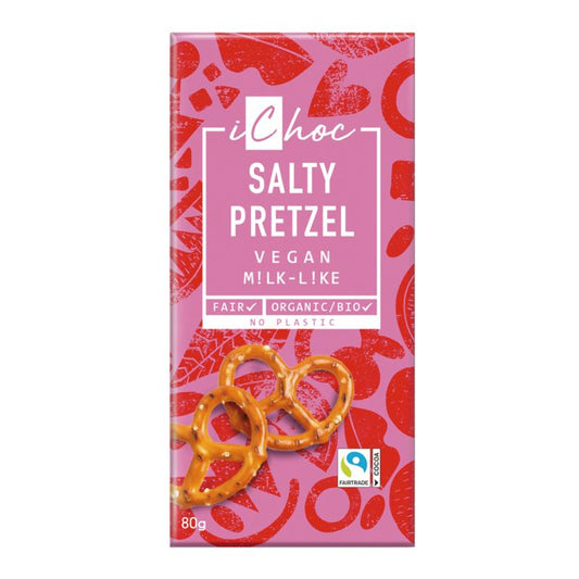 Vegane Schokoladentafel mit Pretzel-Stückchen Bio Fairtrade iChoc 80 g
