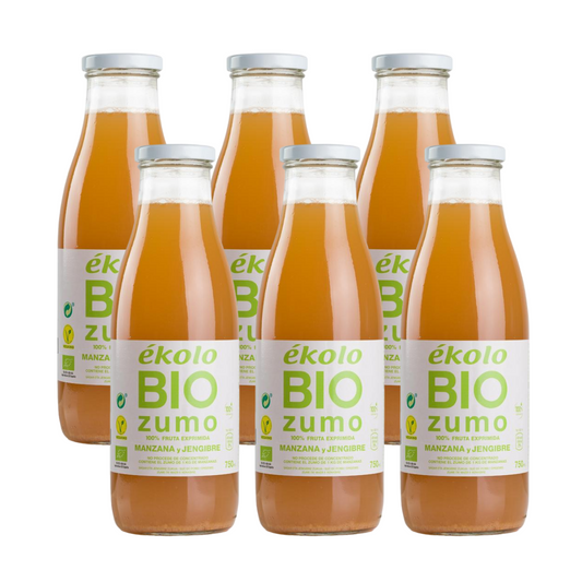6er-Pack 100 % biologisch gepresste Apfel-Ingwer-Säfte Ékolo 750 ml