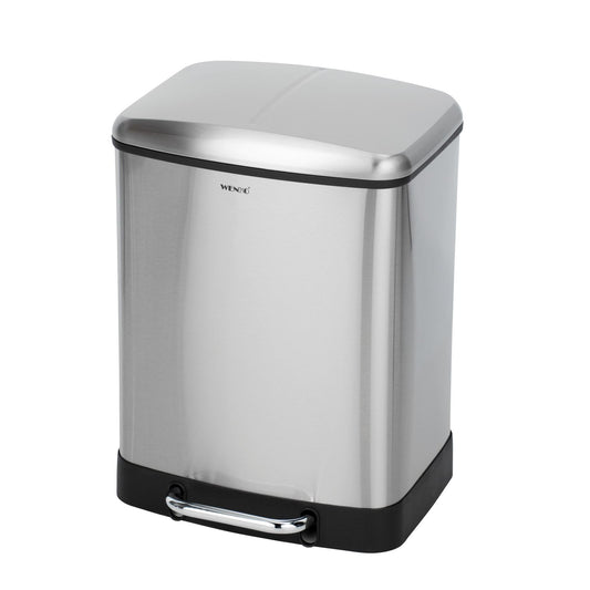 Soptunna med pedalen i rostfritt stål Easy Close Studio Duo, 2 x 20 liter.