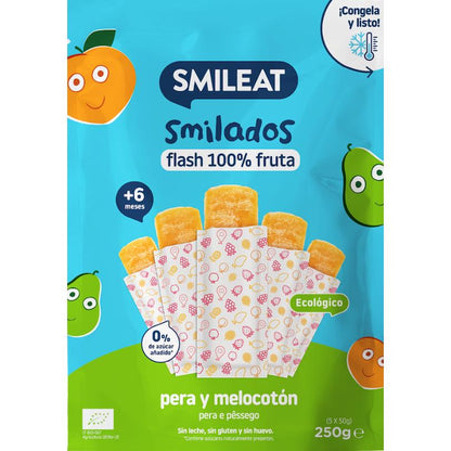SMILADO organic pear and peach, 100% fruit flash ice cream for children SMILEAT