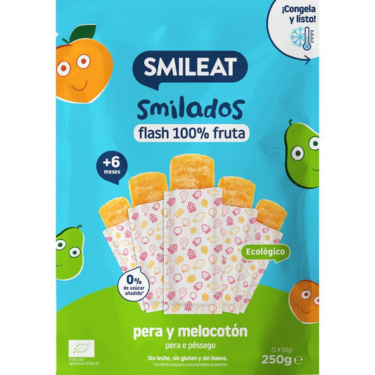 SMILADO Birne und Pfirsich Bio, Kinder-Eiscreme 100 % Frucht SMILEAT
