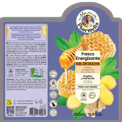 Energising Shower Gel with Ginger and Linden Honey, Mama Pharmelia, 500 ml