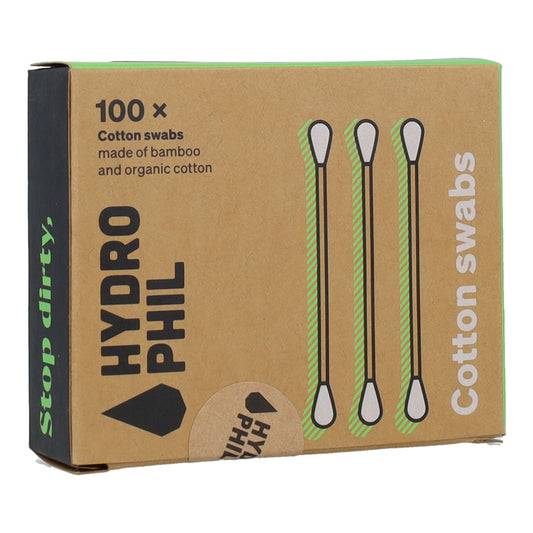 Bastoncini per le orecchie in bambù e cotone biologico Hydrophil, 100 pz