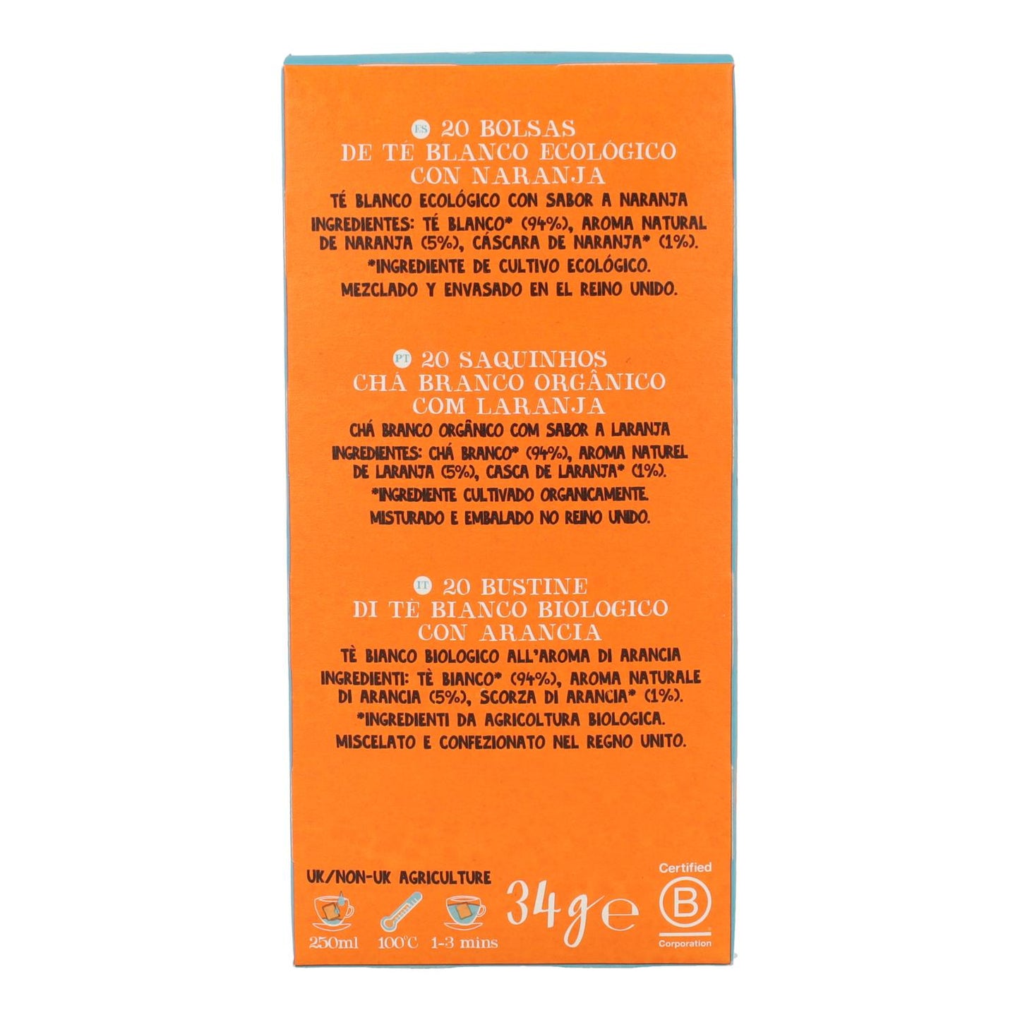 Thé blanc à l'orange Bio Cupper 20 sachets