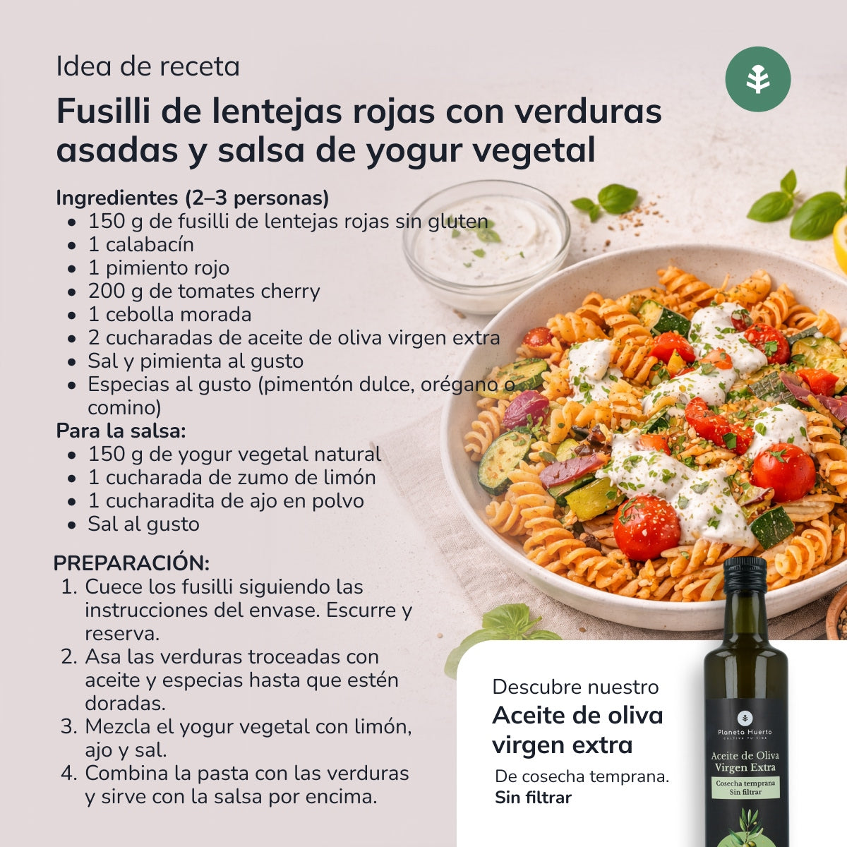 Planeta Huerto gluten-free organic lentil spirals 250 g