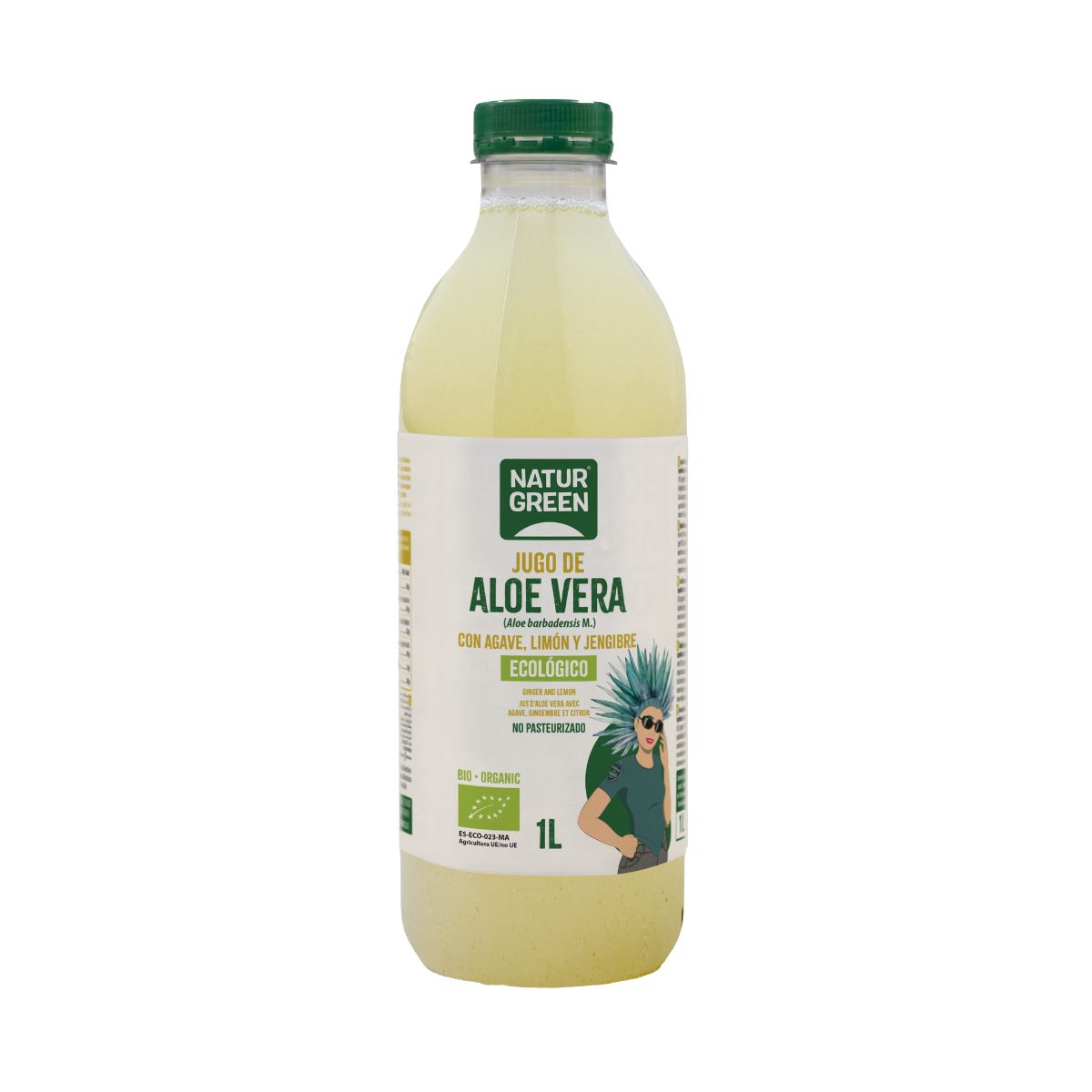 Succo di aloe vera con agave, limone e zenzero NaturGreen 1 L