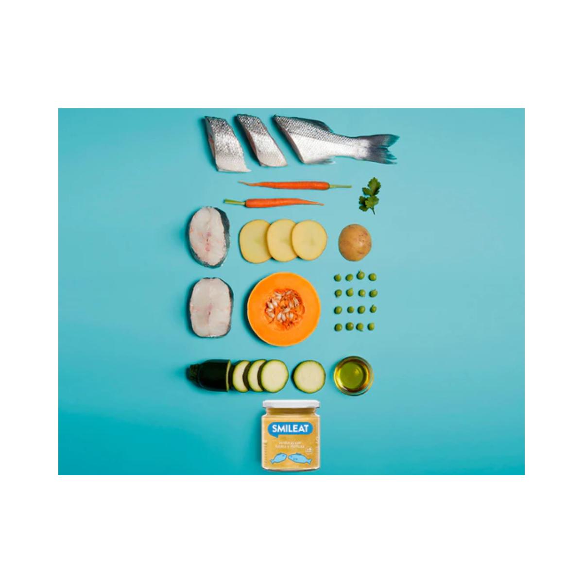 Słoiczek BIO Warzywa z labraksem i morszczukiem Smileat, 230 g