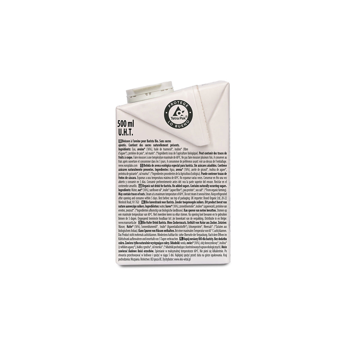 Bio-Haferdrink Barista ohne Zucker ECOMIL 500 ml