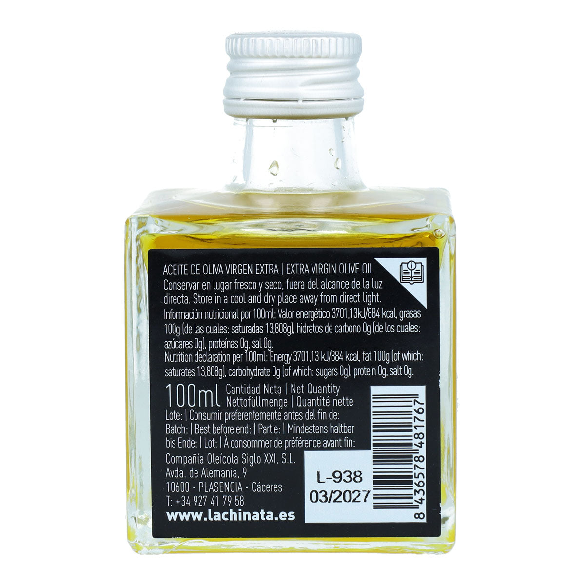 Huile d'olive vierge extra bouteille carrée 100 ml