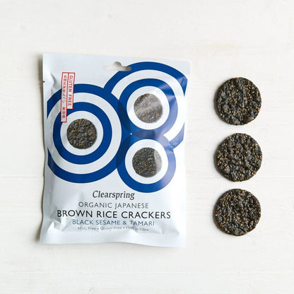 Cracker di riso integrale e sesamo nero biologico Clearspring 40 g