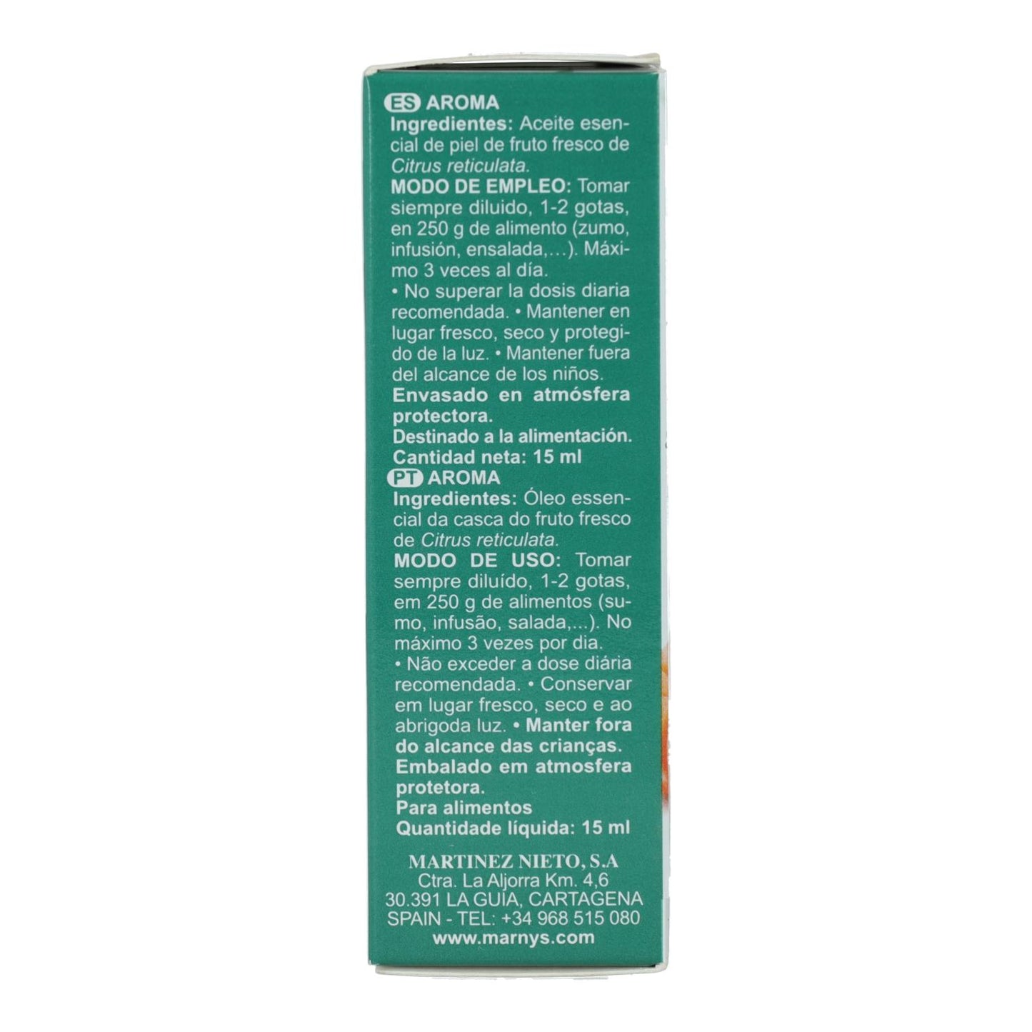 Marnys mandarijnolie voor voedingsdoeleinden 15 ml