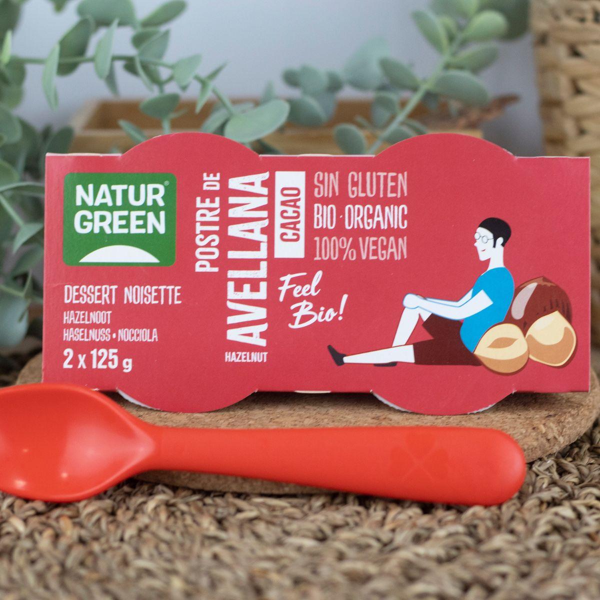 Postre de Avellanas Cacao NaturGreen, 2 X 125 g