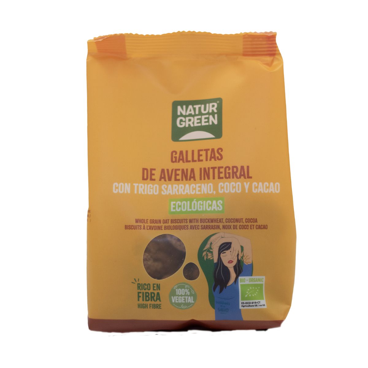 Biscuits à l'avoine complète, au sarrasin, à la noix de coco et au cacao bio NaturGreen 140 g