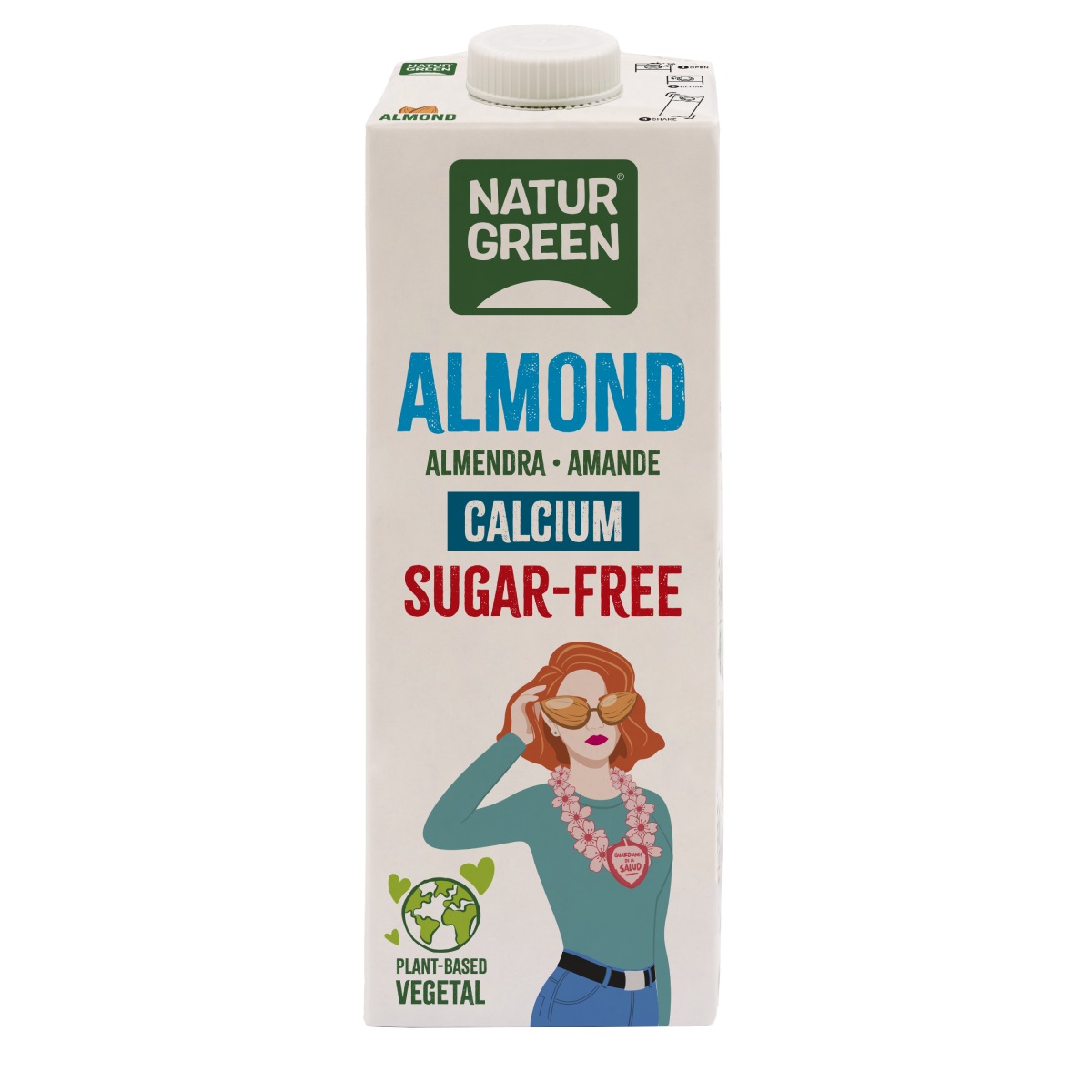 Pack of 6 NaturGreen Sugar-Free Almond Drink with Calcium 1 litre