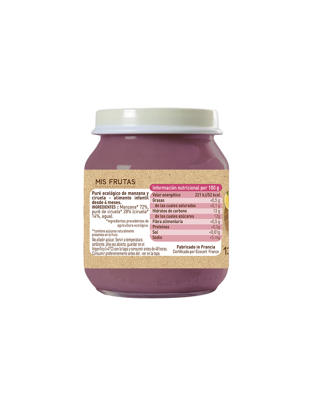 Tarrito Manzana y Ciruela Babybio 130g