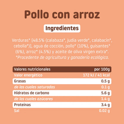 Confezione da 3 vasetti BIO Pollo con riso +6 mesi Smileat 230 g