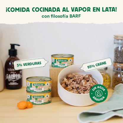 Pakket BARF varkensvlees en groenten voor katten 6 x 120 g Wild Balance