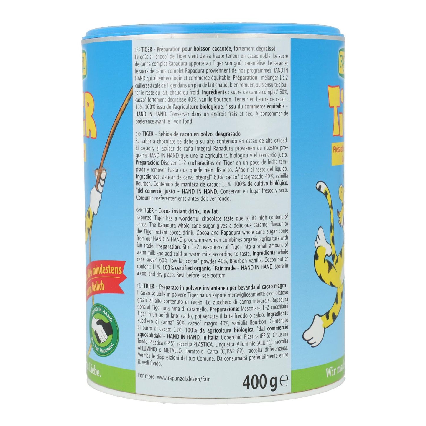 Cacao soluble Tiger Rapunzel 400 g