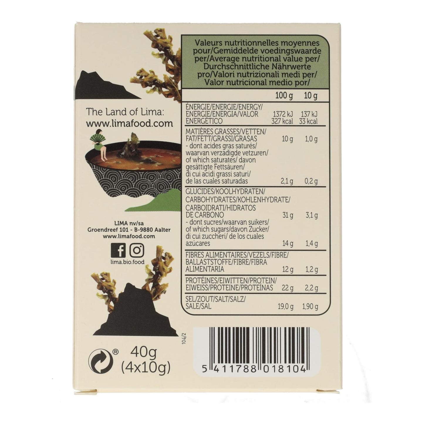 Sopa de Miso Instantánea tradicional ECO Lima 4x10gr