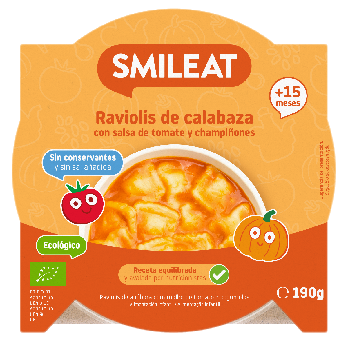 Tellerchen Kürbisravioli mit Tomatensauce ECO (ab 15 Monaten) Smileat 190 g