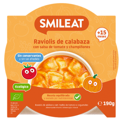 Tellerchen Kürbisravioli mit Tomatensauce ECO (ab 15 Monaten) Smileat 190 g