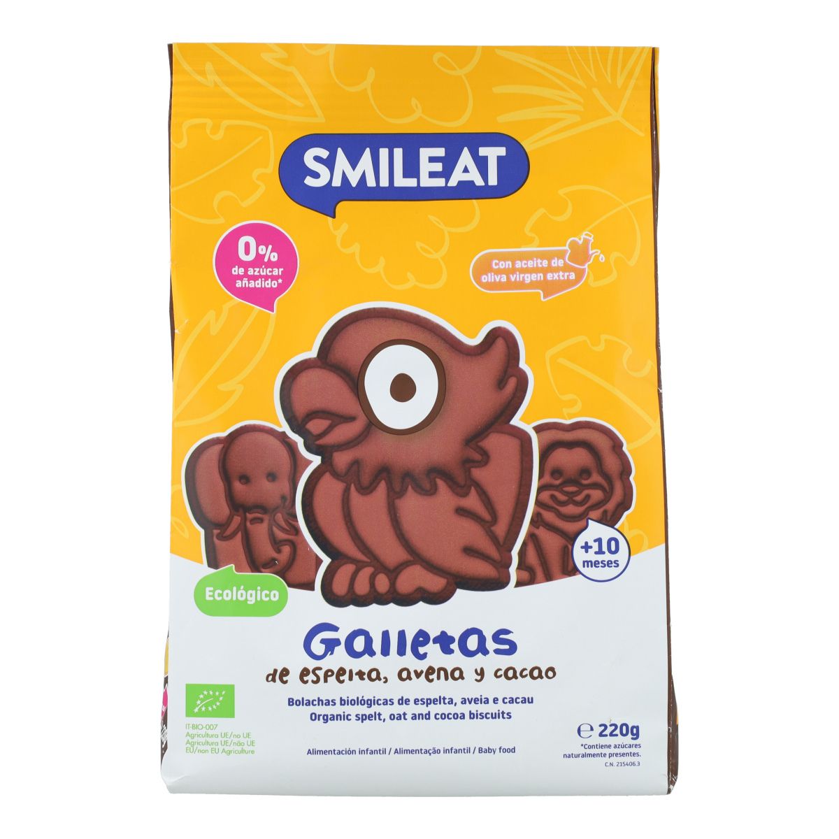 Biscuits à l'épeautre, à l'avoine et au cacao BIO 220 g Smileat
