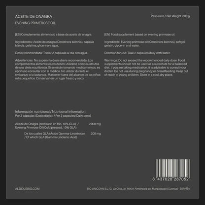 Olio di enotera in capsule 2000 mg Aldous Bio 200 capsule molli