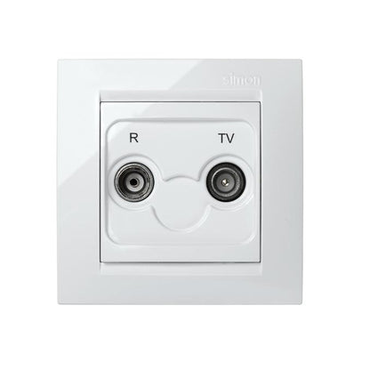 Simon 15 prise télévision intermédiaire Blanc