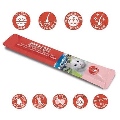 Creamy Cat Treats Snack crémeux fonctionnel Skin & Coat Saumon et Thon Arquivet 5x14 g