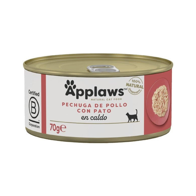 Applaws Cat Blikje Kip en eend 70 g Natuurlijke graanvrije natte kattenvoeding