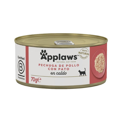 Applaws Cat Blikje Kip en eend 70 g Natuurlijke graanvrije natte kattenvoeding