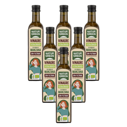 Pack of 6x NaturGreen Organic Unfiltered Apple Cider Vinegar 500 ml
