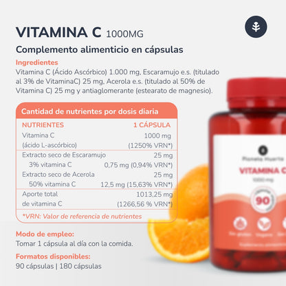 Vitamine C 1000 mg Planeta Huerto 180 gélules végétales