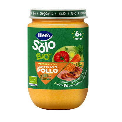 Gläschen mit Gemüse, Linsen und Huhn, Hero Baby SOLO, 190 g