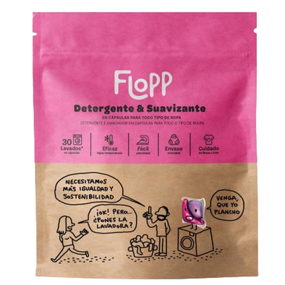 Opakowanie 2 x Płyn do prania z płynem do płukania ECO Flopp 30 kapsułek