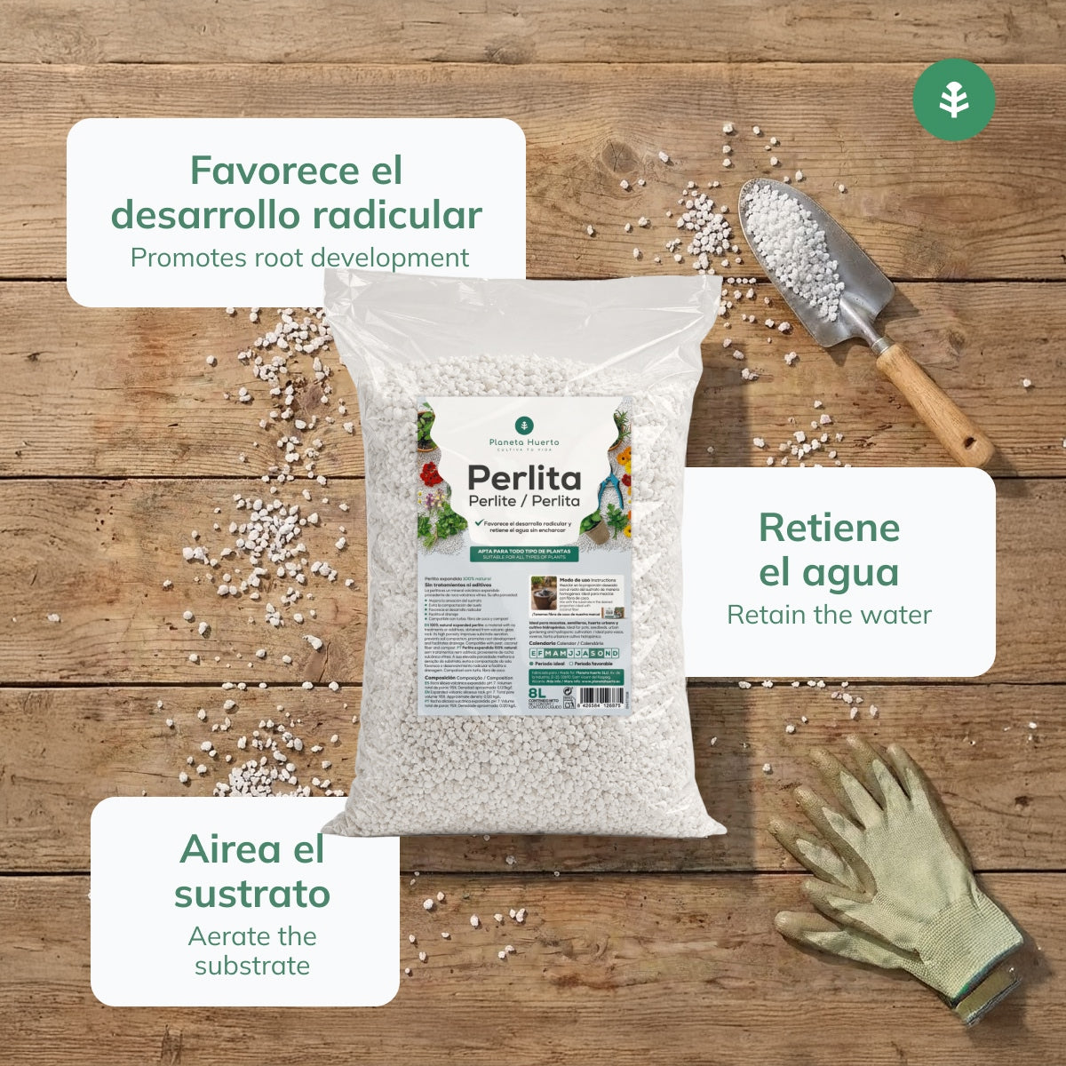 Förpackning 2xPerlite Planeta Huerto 8 liter